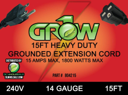 Grow1 Reflector 16 Gauge Extension Cord 15'